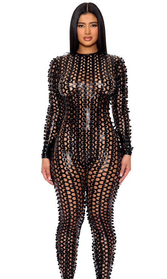 Lasercut Holes Jumpsuit Costume