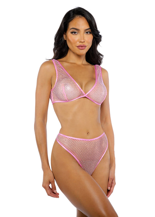 LI729 - Think Pink Rhinestone Tube 2-Piece Short Set