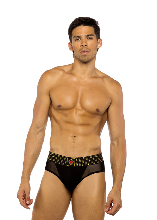 LI777 - Sacred Heart Briefs with Studded Elastic