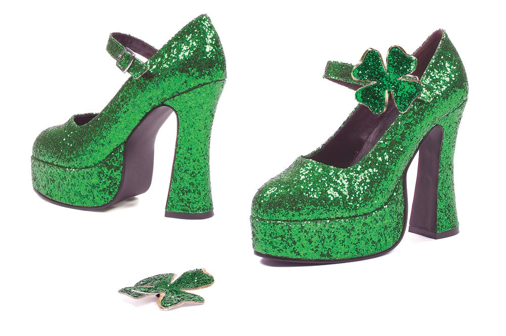 5" Chunky Heel Green Glitter Maryjane