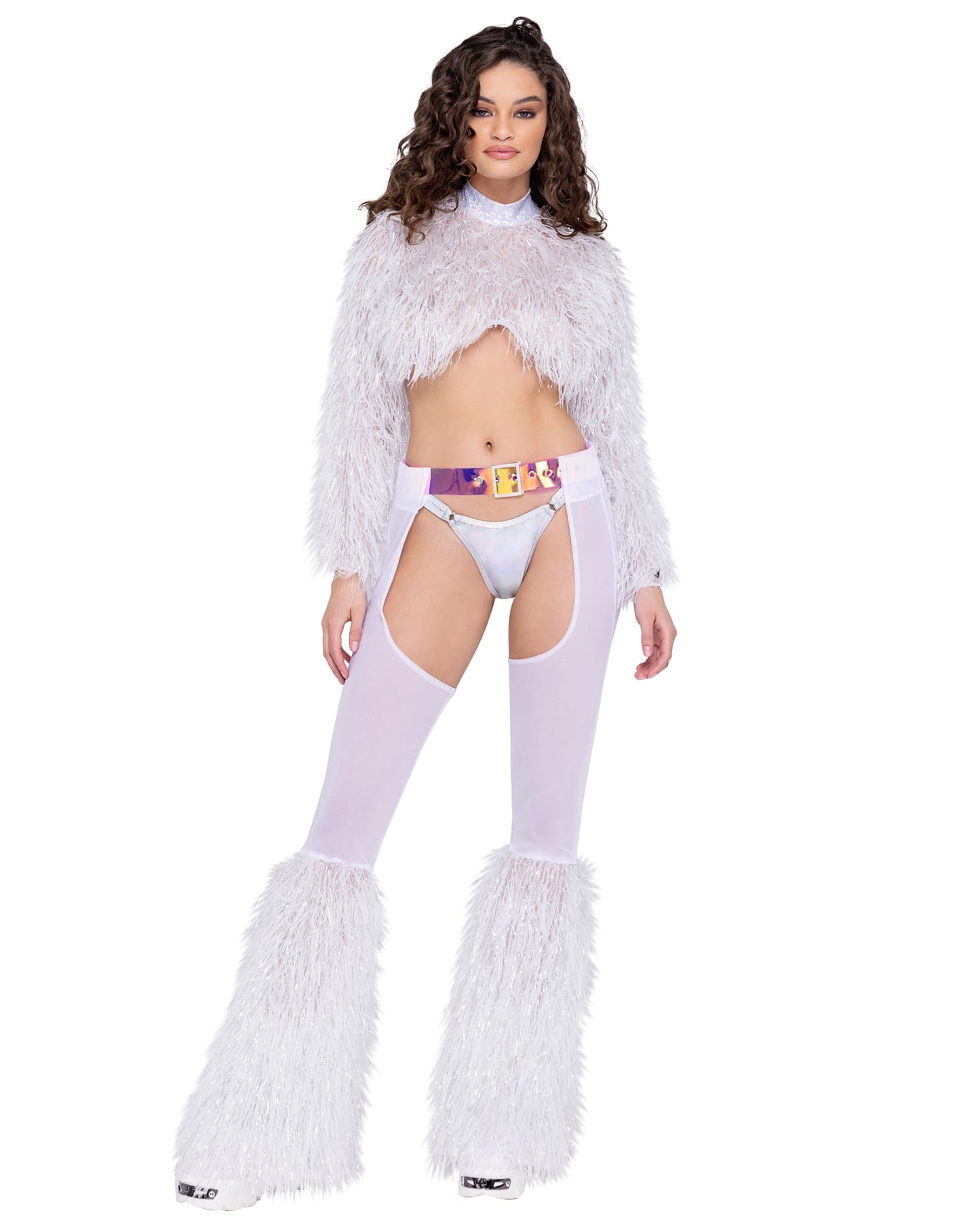 6248 - Sheer Chaps with Faux Fur Bell & Belt