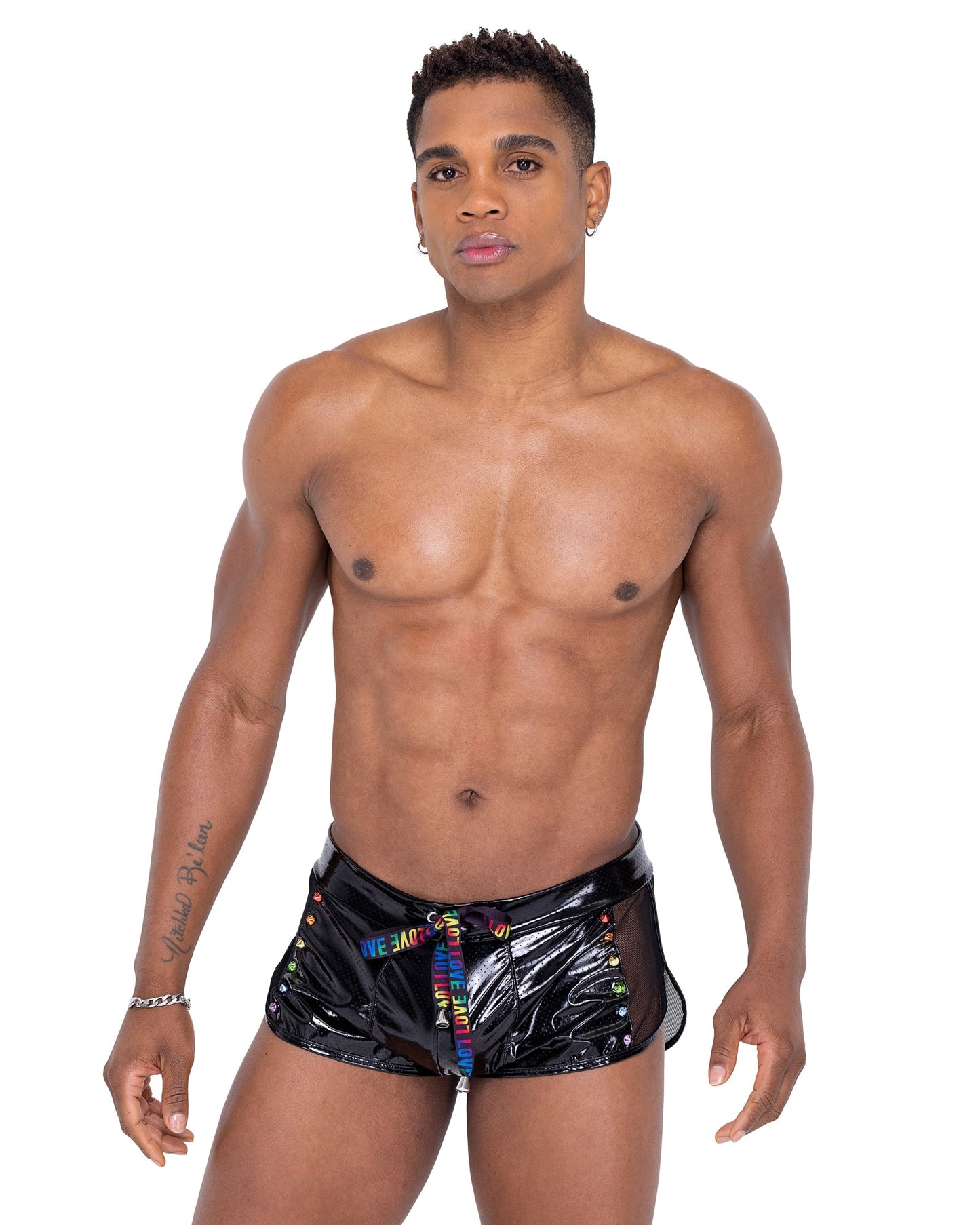 6338 - Mens Pride Mesh Vinyl Runner Shorts