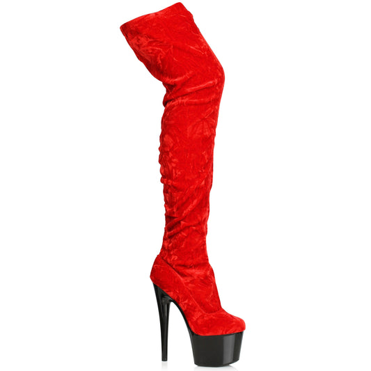 7 CRUSHED VELVET THIGH HIGH BOOT